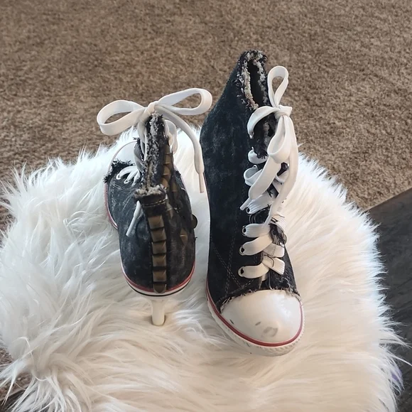 New denim ankle high heel boots/shoes - Picture 3 of 5